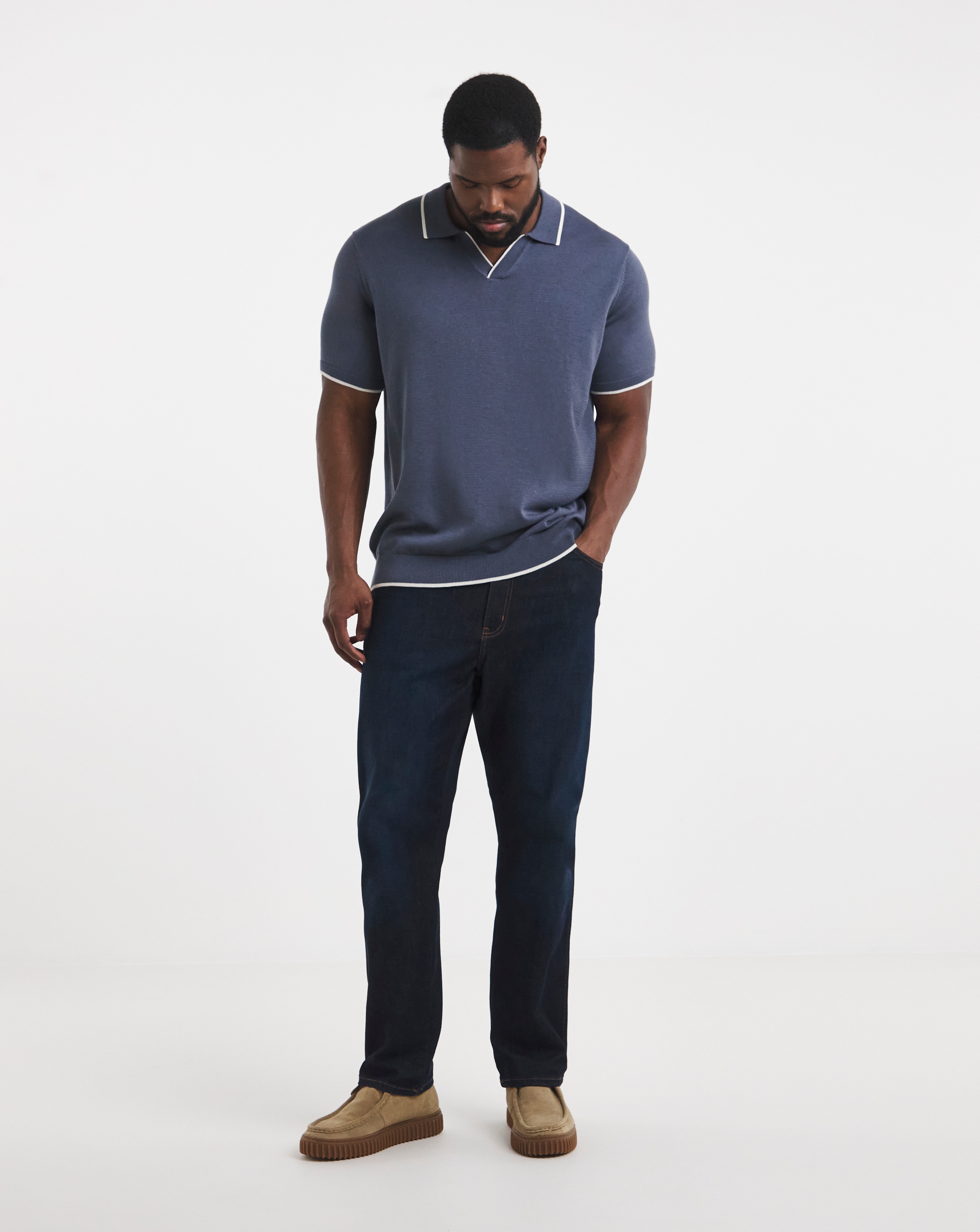 Tipped Knitted Short Sleeve Polo | JD Williams