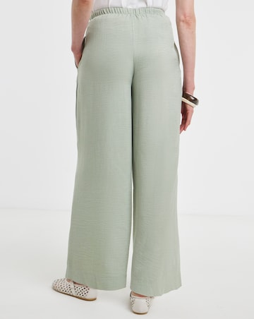 Soft Green Herringbone Wide Leg Trouser
