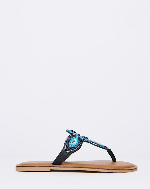 Orchid Beaded Toe Post Sandal - Wide Fit (E)