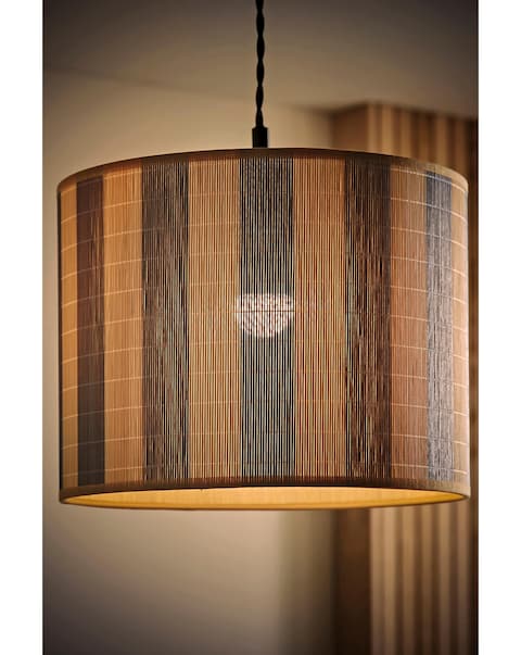 ValueLights Lori Medium Blue Stripe Bamboo Printed Shade 30cm