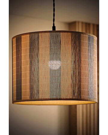 ValueLights Lori Medium Blue Stripe Bamboo Printed Shade 30cm
