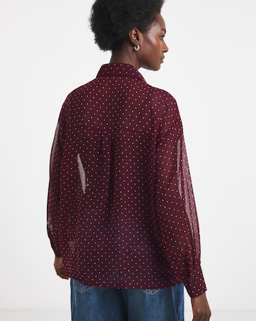 Burgundy Pinspot Georgette Pintuck Shirt