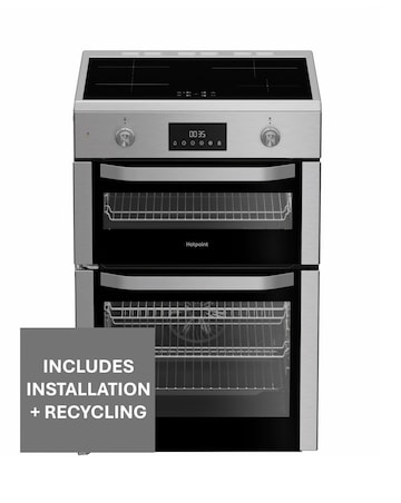 Hotpoint HDE6IDC2X 60cm Electric Double Cooker Induction Hob - Silver + Install