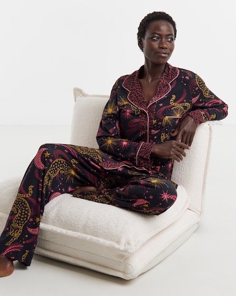 Figleaves Celestial Leopard Contrast Pyjama Set
