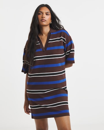 Collared Stripe Boxy Rugby Dress