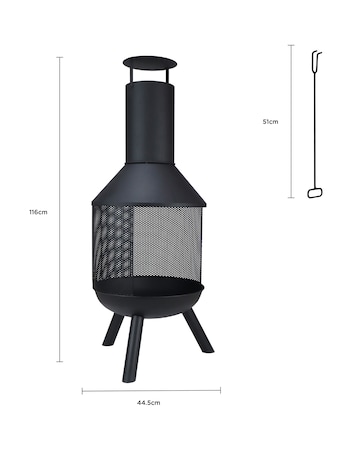 Charles Bentley Round Black Steel Chimenea