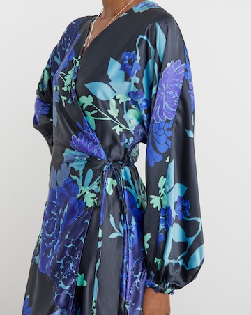 Joanna Hope Floral Satin Wrap Dress