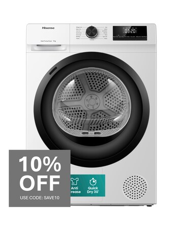 Hisense DH1Q902BW2 1 Series 9kg Heat Pump Dryer White