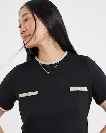 Black Short Sleeve Button Pocket T-Shirt
