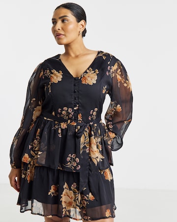Simply Be Black Floral Skater Dress