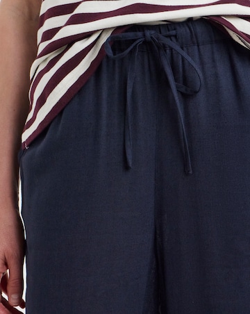 Navy Linen Mix Wide Leg Trouser