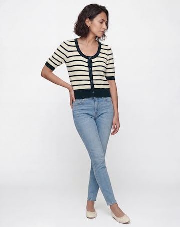 Textured Stripe Short Sleeve Cardigan