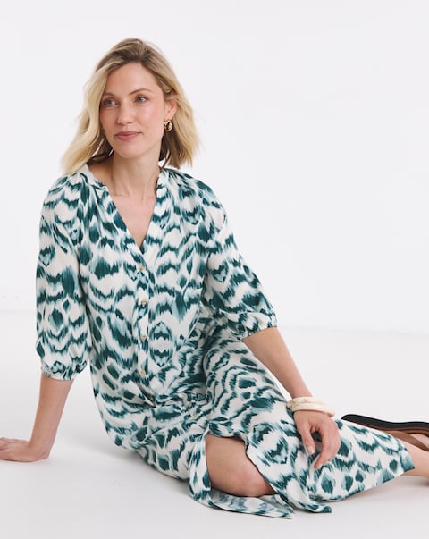 Button Through Kaftan Dress