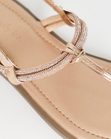 Simply Be Karma Diamante Sparkly Toe Post Sandals - Wide Fit (E)