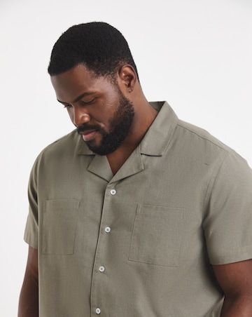 Short Sleeve Revere Linen Blend Shirt