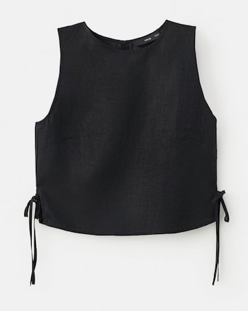 Mango Linen Top With Ties