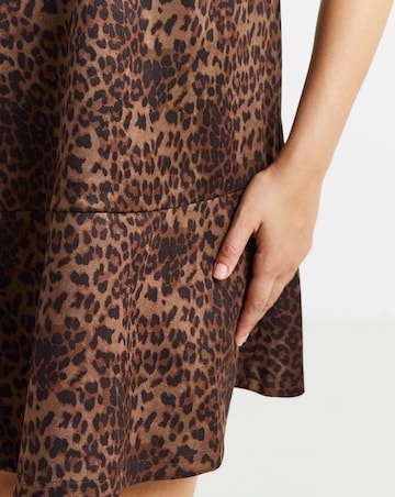 Simply Be Leopard Suedette Flippy Mini Dress