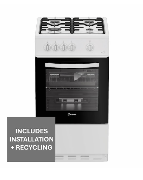 Indesit I5G1KMW 50cm Gas Single Cooker - White + installation