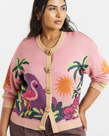 Tropical Landscape Graphic Print Cardigan