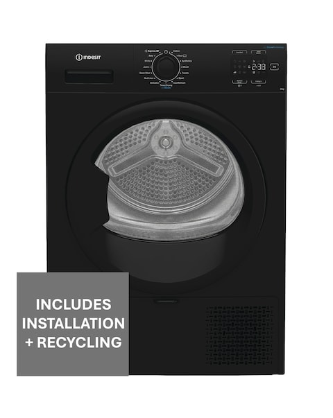 Indesit C YSD 82D BB UK 8kg Heat Pump Tumble Dryer Black + Install