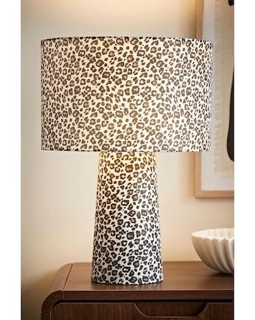 ValueLights Bertie Leopard Print Fabric Table Lamp