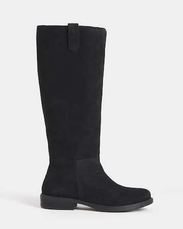 Krista Suede Pull On Knee High Boots - Extra Wide Fit (EEE) & Super Curvy Calf
