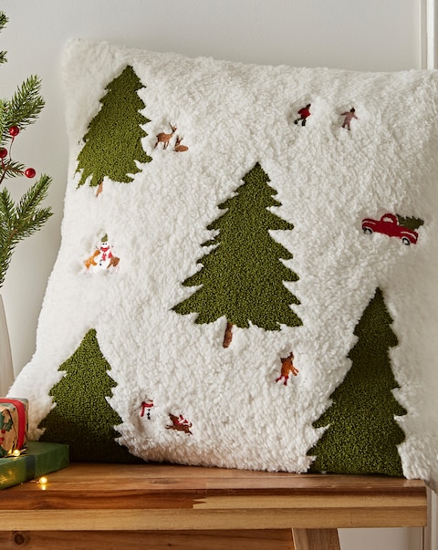 Catherine Lansfield Cosy Boucle Christmas Trees Cushion