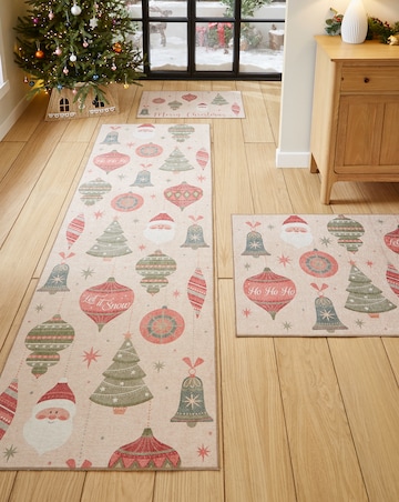 Christmas Baubles Washable Large Doormat