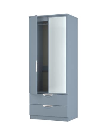 Haydn Ready Assembled 2 Door 2 Drawer Mirrored Wardrobe - Kids