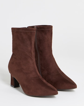 Julia Pointed Toe Heeled Ankle Sock Boots - Wide Fit (E)