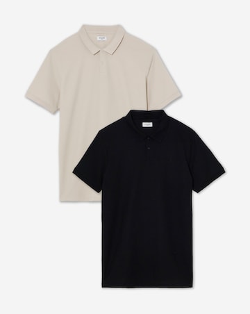 Jack & Jones Austin Waffle Polo 2 Pack - Black/Cream