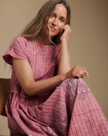 Julipa Stripe Embroidered Midi Dress