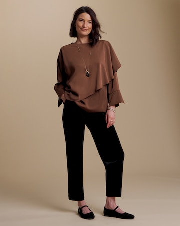 Julipa Chocolate Satin Cape Blouse