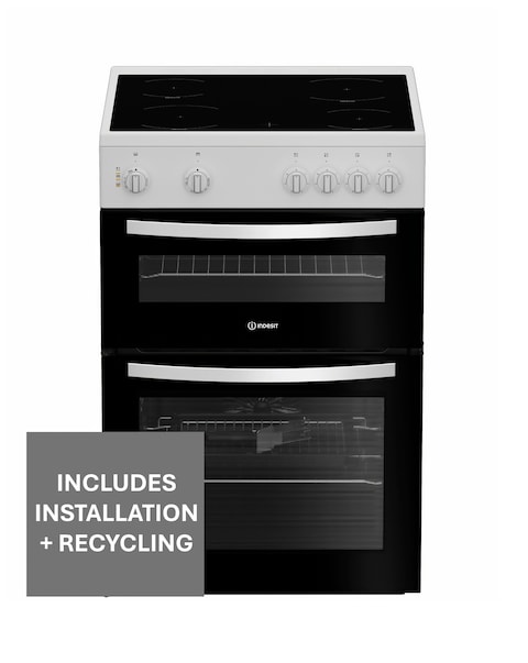 Indesit IDE6VMW 60cm Electric Double Cooker with Ceramic Hob - White Install
