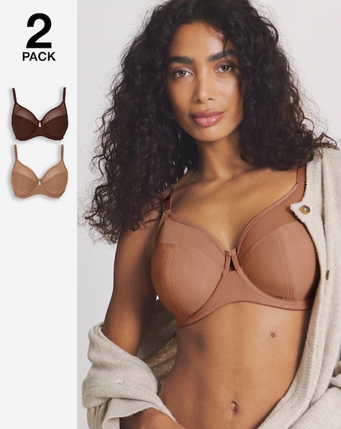 Pretty Secrets (2 Pack) Maisie Mesh Minimiser Wired Bras (D-H)