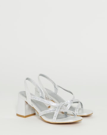 Anita Diamante Crossover Strap Block Heel Sandals - Wide Fit (E)