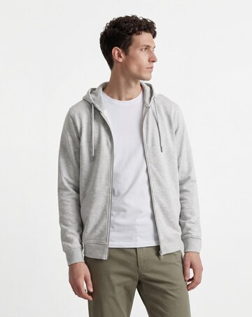 Full Zip Hoodie Long Length- Grey Marl