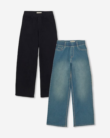 2 Pack Indigo/Black Wide Jeggings