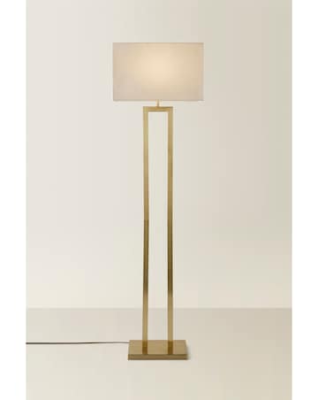 ValueLights Gloria Gold Double Stem Floor Lamp with Rectangular Shade