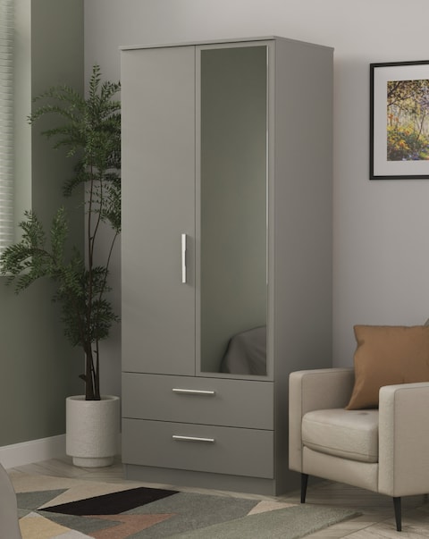 Eider Ready Assembled 2 Door 2 Drawer Mirrored Wardrobe - Kids