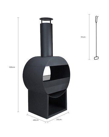 Charles Bentley Black Steel Chimenea