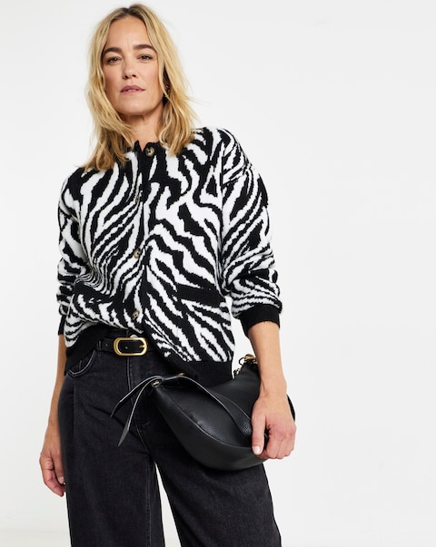 Cosy Yarn Zebra Knitted Bomber