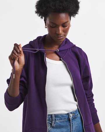 Purple Longline Zip Up Hoodie
