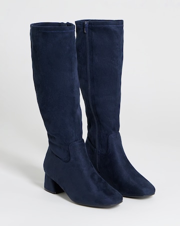 Natalya Block Heel Stretch Knee High Boots - Standard Fit (D) & Standard Calf