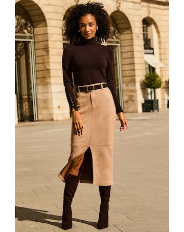 Sosandar Luxe Faux Suede Pencil Skirt