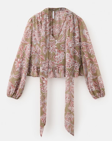 Mango Floral Tie Blouse