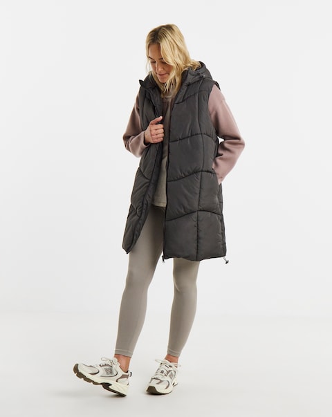 Mocha Longline Padded Gilet