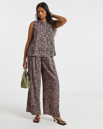 Simply Be Leopard Linen Mix Palazzo Trouser Co-ord