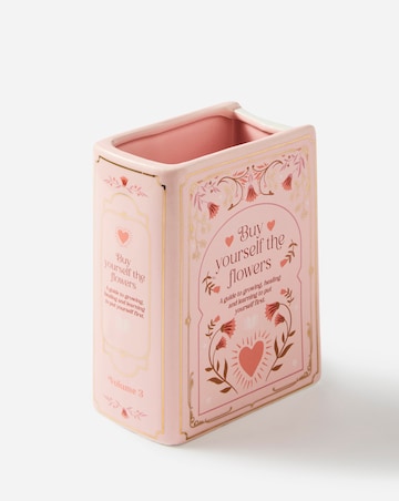 Coffee & Books Green Book Shaped Mug and Pink Book Shaped Vase Set