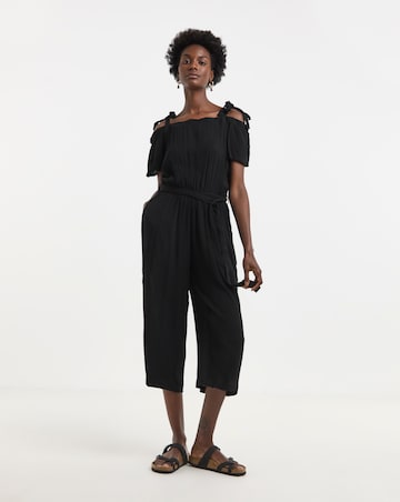 Textured Crinkle Tie Strap Jumpsuits